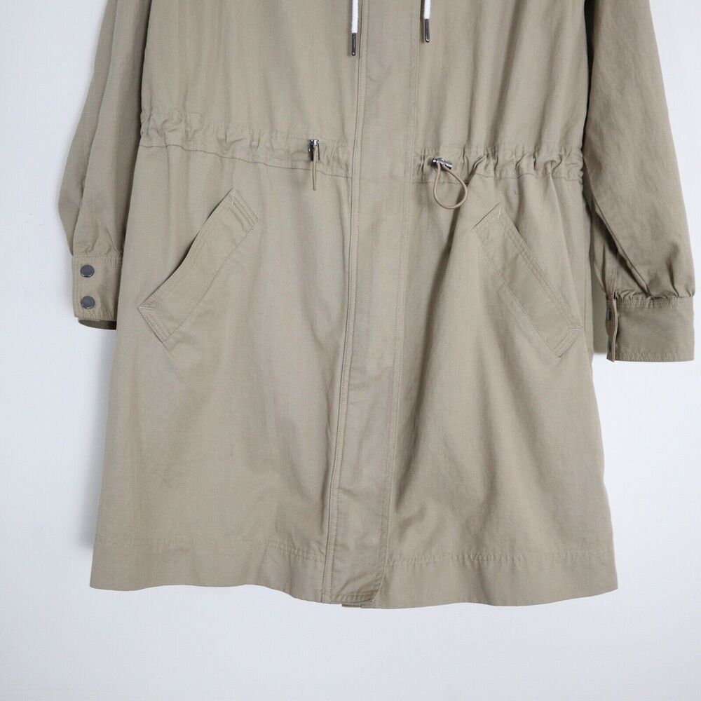 Brochu Walker Size S Prato Drawcord Anorak Coat Khaki Brown Hooded Zip - Picture 5 of 13